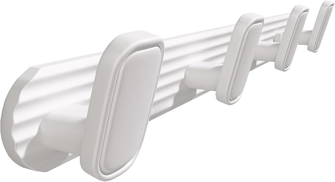 Coat Rack Wall Mount White, 4 Hooks Rack Metal Coat Hanger Wall for Hanging Hat Purse and Robes, Towel Hook for Bathrooms and Entryway (1 Pack)