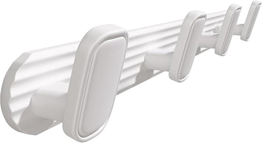 Coat Rack Wall Mount White, 4 Hooks Rack Metal Coat Hanger Wall for Hanging Hat Purse and Robes, Towel Hook for Bathrooms and Entryway (1 Pack)