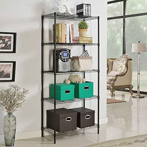 BestOffice | 5-Tier Wire Shelf | 36" x 14" x 72" | Black | Storage Shelves with Adjustable Racks, Holds upto 1000 lbs | Rust-Resistant, No-Tool Assembly | For Home, Garage
