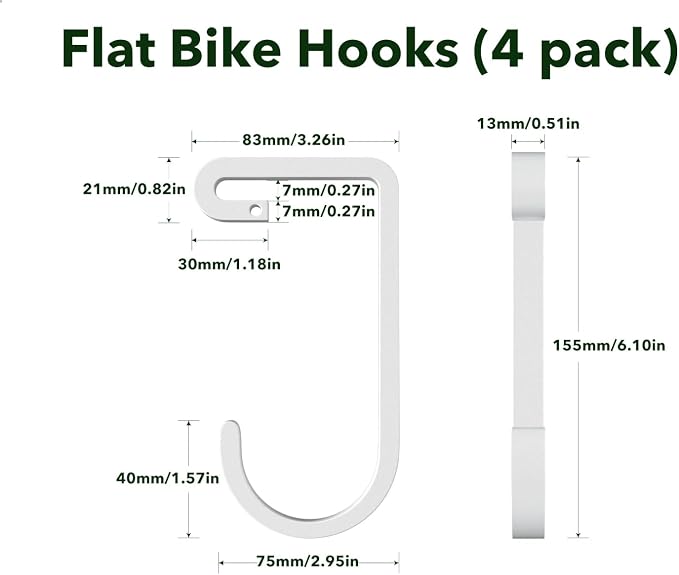 Thickened Hooks for Overhead Storage Racks,Garage Hooks for Ceiling,Add-On Storage Hook for Garage Ceiling Rack Wall Shelving,Heavy Duty Hanging Bike Hooks, Bike Hangers Bicycle Hooks 4 Pack, White