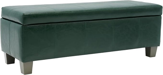 41" Storage Ottoman, Storage Bench with Safety Hinge, Upholstered Synthetic Leather Ottoman Bench for Bedroom, Living Room, Entryway, Hallway, Foot Rest, Support 500lbs