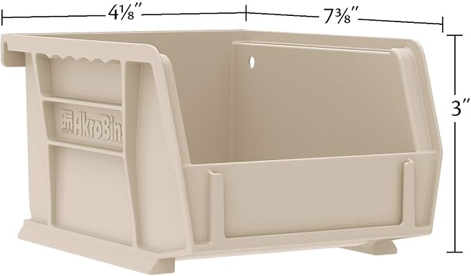 Akro-Mils 30220 AkroBins Plastic Storage Bins, 7"x4"x3", Yellow, 24-Pack | Space-Saving Stackable Bins for Garage, Pantry, Craft Organization