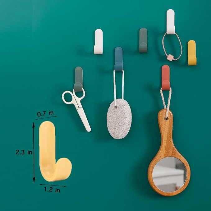 Ducige 12 Pack Adhesive Hooks Utility Wall Hooks Key Hooks for Wall Decorative Key Holder Rack Self Adhesive Wall Hooks for Towels, Hats, Shower, Kitchen, Living Room, Office