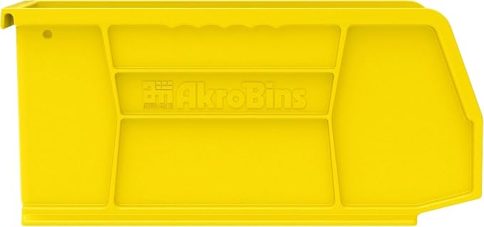 Akro-Mils 30230 AkroBins Plastic Storage Bins, 11"x5"x5", Yellow, 12-Pack | Space-Saving Stackable Bins for Garage, Pantry, Craft Organization