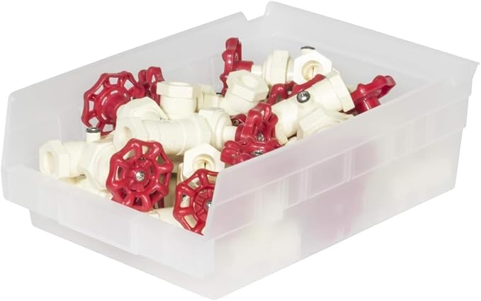 Akro-Mils 30150 Heavy Duty Plastic Shelf Bins, 12"x 8"x 4", Red, 12-Pack | Heavy Duty Nesting Storage Bins for Garage, Closet, Refrigerator, Kitchen, Cabinet, Drawer Organization, Pantry Organization