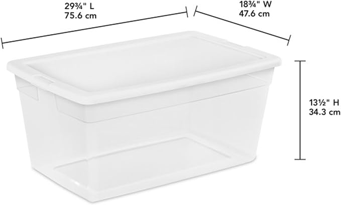 Sterilite Storage Box, Stackable Clear Plastic Bins, 90 Quart, 12-Pack | Heavy-Duty Organizing Containers with Snap-On Lids for Closet, Bathroom, and Office