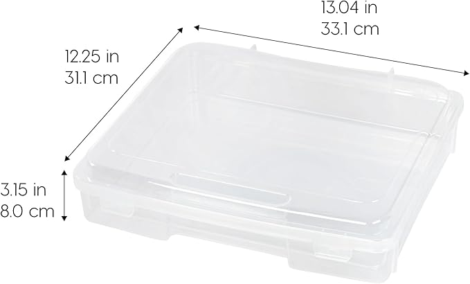 IRIS USA Board Game Storage |Made in USA| Thick Craft Case (2-Pack) - Clear | Fits 8.5" x 11" & A4 Paper, Organizers with Built-In Handle & Snap-Tight Lids, Containers for Puzzles, Art & Scrapbooking