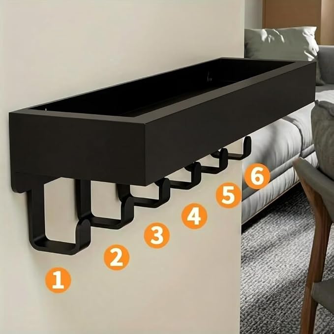 Wall Mount Key Holder with Shelf - Decorative Mail Organizer and Key Hooks for Entryway, Paulownia Wood with Mounting Hardware (9.64”W x 2.36”H x 2.75”L)