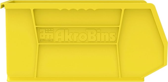 Akro-Mils 30240 AkroBins Plastic Storage Bins, 15"x8"x7", Yellow, 12-Pack | Space-Saving Stackable Bins for Garage, Pantry, Craft Organization