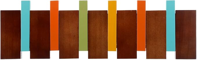 Youyole 6 Hook Wood Coat Rack Wall Mount Mid Century Modern Wooden Coat Hooks Colorful Heavy Duty Flip Down Piano Hat Rack for Hanging Coats Keys Hats Robe Towels Home