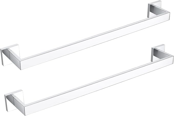 BANOLUX Towel Rack, 16-Inch Single Towel Bars for Bathroom, Towel Racks for Bathroom Wall Mounted SUS304 Stainless Steel Hand Towel Holder Heavy Duty, Chrome Towel Bar 2 Pack, A7-TB-PC-16IN-2PACK