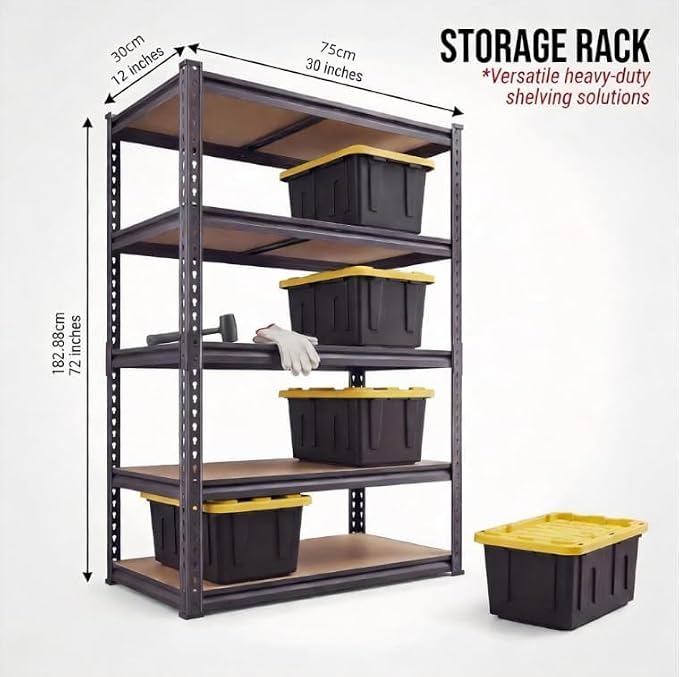 Garage Storage Shelves 36" W x 12" D x 72" H, 2300 LBS Heavy Duty Shelving Unit 5-Tier Adjustable, Extra Wide Boltless Metal Storage Rack for Garage Warehouse Basement