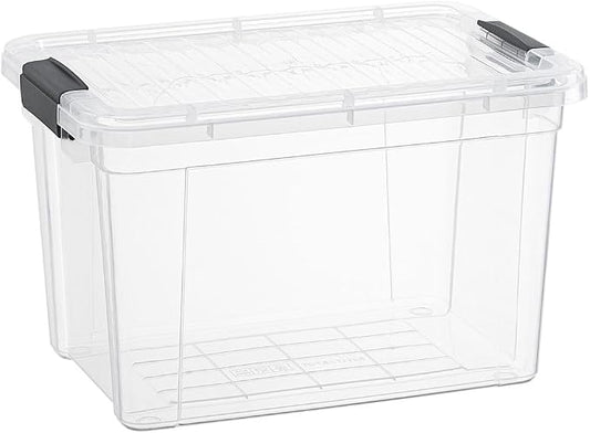 Superio Small Clear Storage Box with Lid, 8.75 Quart Plastic Container Bins for Organizing, Stackable Crates, BPA Free, Non Toxic, Odor Free, Organizers for Home, Office, School, and Dorm