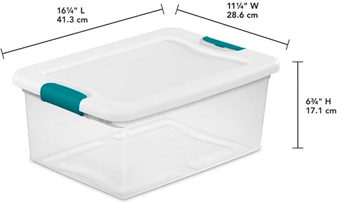Sterilite+14948012+15+Quart+White%2fClear+Plastic+Storage+Box+With+Blue+Aquarium+Latches