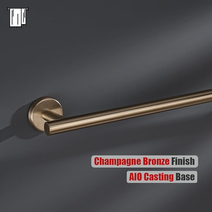 JQK Champagne Bronze Towel Bar, 20.5 Inch 304 Stainless Steel Thicken 0.8mm Towel Rack Bathroom, Towel Holder Wall Mount, Useable Length 18 Inch, TB110L18-CB