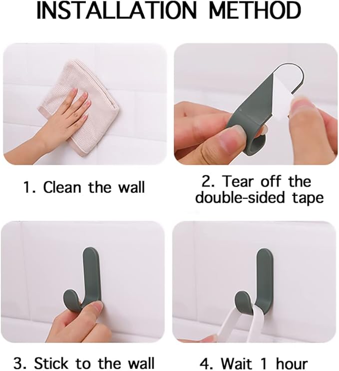 Ducige 24 Pack Adhesive Hooks Utility Wall Hooks Key Hooks for Wall Decorative Key Holder Rack Self Adhesive Wall Hooks for Towels, Hats, Shower, Kitchen, Living Room, Office