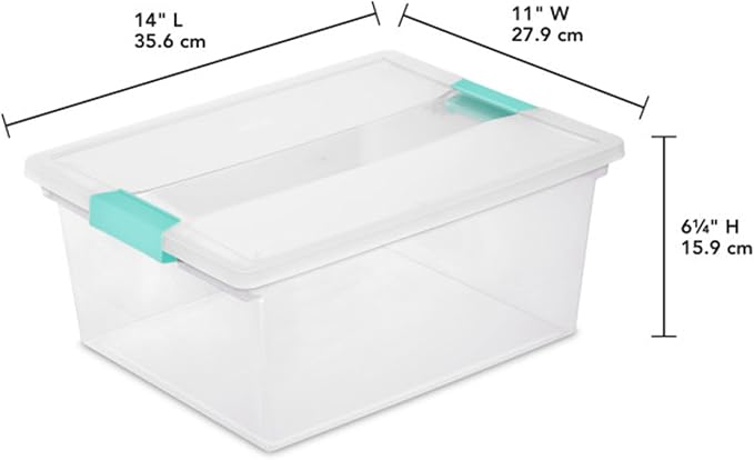 Sterilite Clip Box, Stackable Clear Plastic Bins- Deep, 16-Pack | Storage Containers with Latching Lids for Writing, Arts or Crafts Supplies - Home, Office, Classroom & Workshop Organization