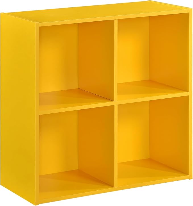 KB Designs - Yellow 4 Cube Storage Organizer Book Shelf, Toy Storage Organizer for Nursery, Kids Room, Playroom and Bedroom