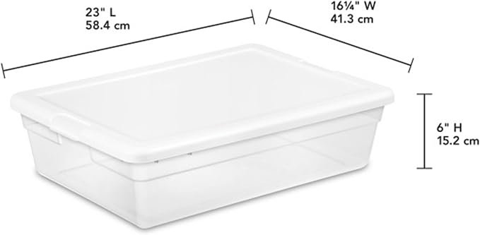 Sterilite 30-Pack Storage Box, Stackable Clear Plastic Bins with Snap-On Lids, 28 Quart