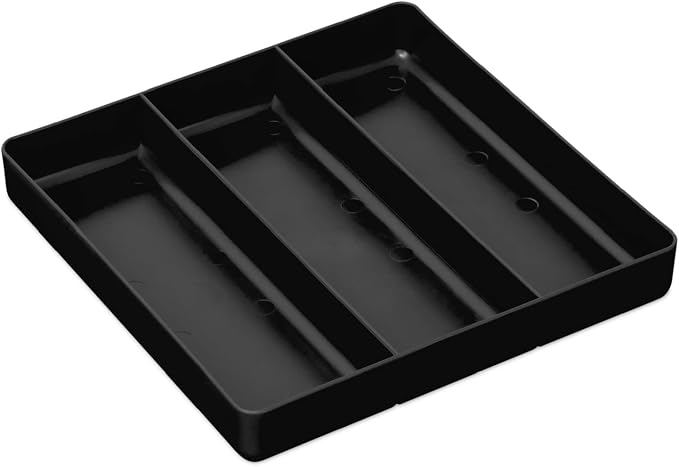 Ernst Manufacturing Stackable Home, Office & Workshop Tray in Black with 3 Compartments - Ideal for Mechanics, Electricians, Plumbers, Crafting, Hobbies - Impact Resistant, Fits in Drawers