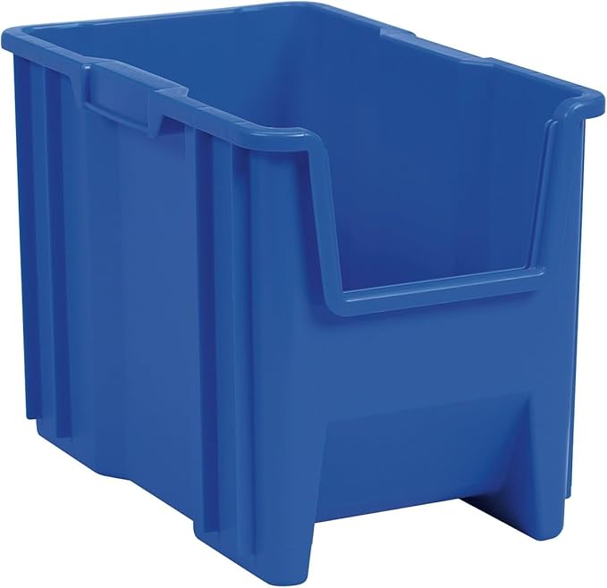 Akro-Mils 13014 Stak-N-Store Stackable Storage Bins, Heavy Duty Garage Storage Containers, Open Front Plastic Organizer for Tools, Shelves, Closet Organizer, 17-/12" x 11" x 12-1/2", Blue, 4-Pack