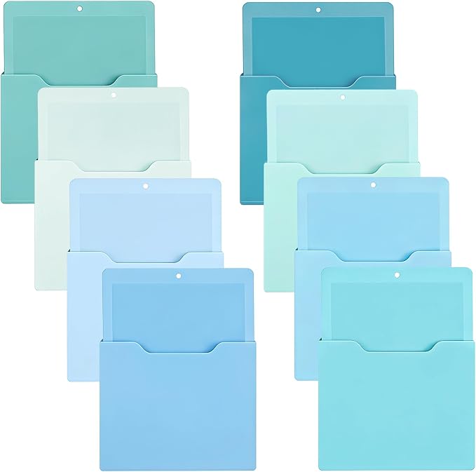Gilprop 8 Pack Magnetic File Folder Holder for Whiteboard Classroom Storage | 10"x13"x1.2" Hanging Magnetic Wall File Organizer, Refrigerator Magazine Holder, for Mail Letters Paper Desk Office