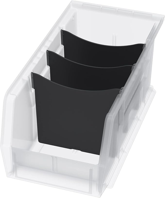 Akro-Mils 30230 AkroBins Plastic Storage Bins, 11"x5"x5", Clear, 12-Pack | Space-Saving Stackable Bins for Garage, Pantry, Craft Organization