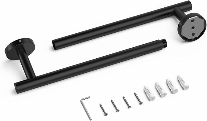 USHOWER 4PCS Matte Black Bathroom Accessories Set, 18-Inch Towel Bar Set | Durable SUS304 Stainless Steel Bathroom Hardware Set, Towel Racks for Bathroom Wall Mounted, Modern Home Decor