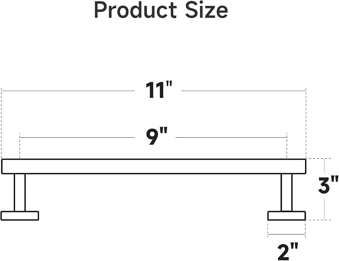 USHOWER Matte Black Hand Towel Bar, 9-Inch Towel Racks for Bathroom | Thicken SUS304 Stainless Steel Towel Rod, Towel Holder Wall-Mounted, Modern Home Decor (Total Length 11-Inch)
