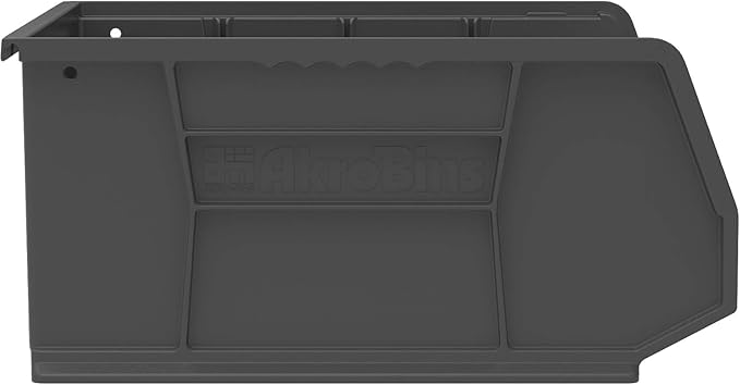 Akro-Mils 30250 AkroBins Plastic Storage Bins, 15"x16"x7", Black, 6-Pack | Space-Saving Stackable Bins for Garage, Pantry, Craft Organization