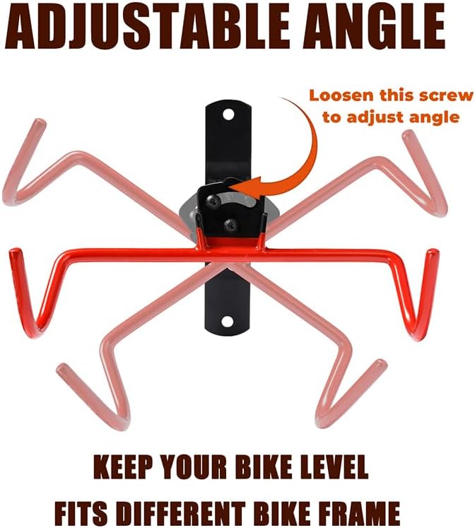 PHUNAYA Wall Mount Bike Rack,Bike Hanger Horizontal,Bicycle Holder Heavy Duty,Garage Bike Storage,Garage Organization Bicycle Hook with Rubber,Foldable and Adjustable Angle(2 pack)