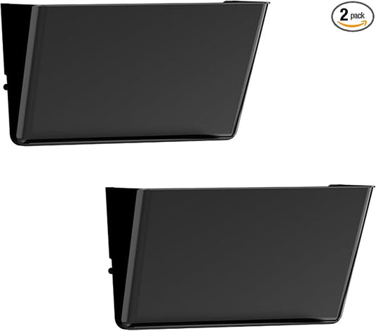 Gawerk Clear Acrylic Single Pocket, Plastic Hanging Wall Mount File Holder for Office Home (Black, 2 Pack)