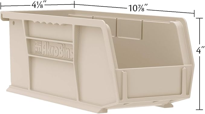 Akro-Mils 30224 AkroBins Plastic Storage Bins, 11"x 4"x 4", Yellow, 12-Pack | Space-Saving Stackable Bins for Garage, Pantry, Craft Organization