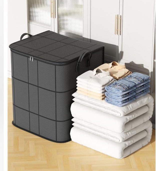 Spacious Moving Storage Bin, Zippered Organizer,XXL Foldable Storage Bags (2PCS, Medium)