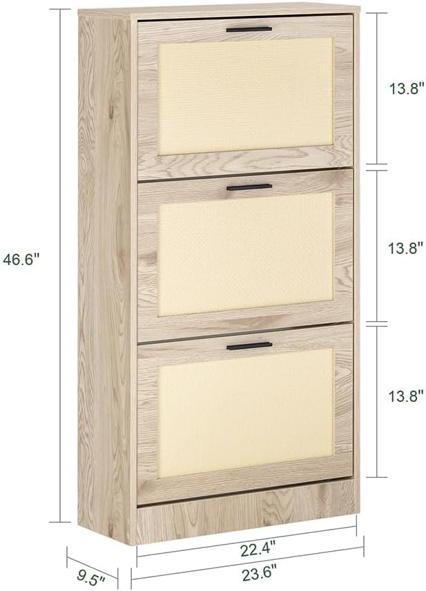 Haotian Shoe Cabinet for Entryway-FSR137 (Beige, 3-Drawers)