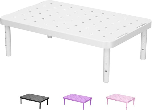 WALI Computer Monitor Stand for Desk, Adjustable Laptop Riser, Desk Monitor Stand Underneath Storage for Office, Home, School Supplies (PTT001-W), 1 Pack, White