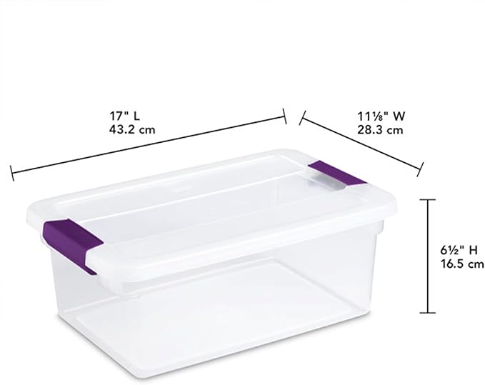 Sterilite 12-Pack ClearView Latch Box, Stackable Organizer Bins with Lids, 15 Quart - Clear Plastic Organization Containers for Closet, Bedroom, Shelving Units and Home or Office Storage | Clear Plastic Organizers with Color Accent Latches for Closet, ...