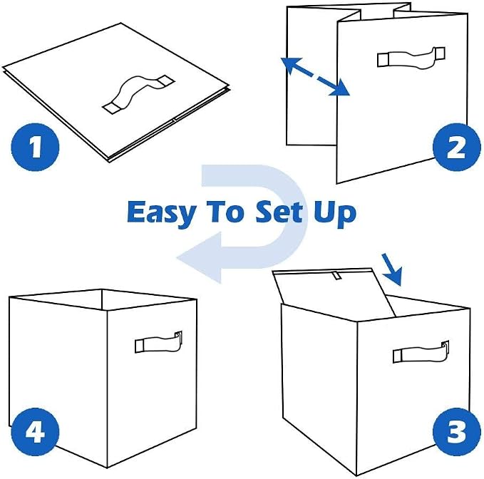 ShellKingdom Storage Bins, Foldable Fabric Storage Cubes with Metal Handle | Cloth Storage Organizer Drawer For Closet And Toys, 11 X 10.5 X 10.5 INCH, 6 Pack (Lavender)
