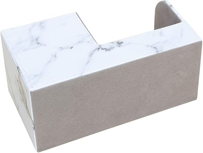 Desk Organizer Office Supplies Caddy Pu Leather Multi-function Storage Box Pen/Pencil,Cell phone, Business Name Cards Remote Control Holder Gray Marble