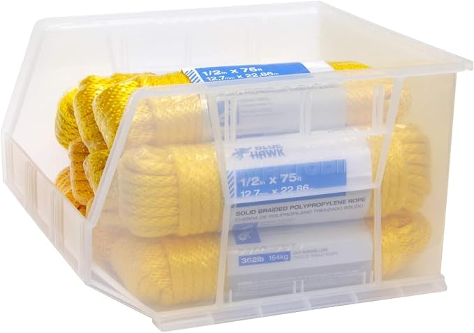 Akro-Mils 30270 AkroBins Plastic Storage Bins, 18"x16"x11", Clear, 3-Pack | Space-Saving Stackable Bins for Garage, Pantry, Craft Organization