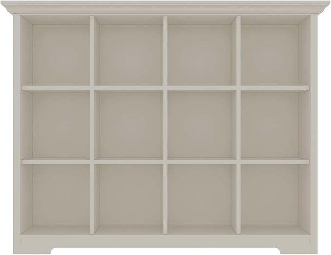 OSCHF 12-Cube Open Bookcase with Base, 3-Tier Wooden Bookshelf, White | Curved Base, Crown Molding, Fits 11×11" Bins, Modern Storage Cabinet for Living Room, Bedroom, Home Office