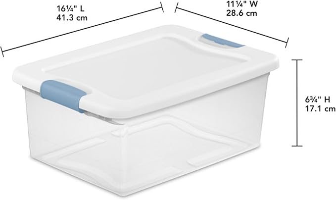 Sterilite Latching Box with Lids for Home and Office, 15 Quart, 36-Pack | Heavy-Duty and Stackable Plastic Containers with Latches for Closet, Cabinet, Bedroom, Bathroom and Dorm Room Organization
