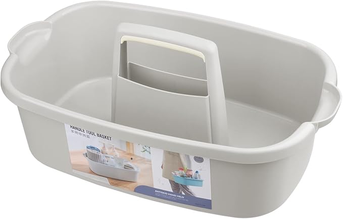 Large Cleaning Supplies Caddy Portable Shower Caddy Basket Light Gray 2Pk | Sturdy Supply Organizer with Handle Plastic Bucket Tool Storage for Bathroom Bedroom Kitchen Garden College Dorm Essentials