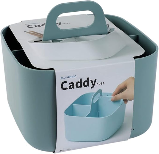 BLUE GINKGO Stackable Organizer Caddy, Square, Green, Made in Korea | Portable. Adjustable. Home, Office & School Storage.