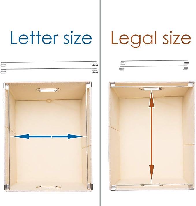 File Organizer Box - Set of 1 Collapsible Decorative Linen Filing Storage Hanging File Folders with Lids Office Cabinet Letter/Legal Size Light Grey (17x14x11.2 inch)