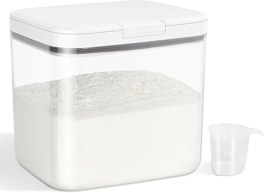 4.75 Qt Rice Flour Container Dog Food Storage Holder with Flip-up Lid Scoop | Airtight Dry Food Containers Pet Cat Food Bin Laundry Room Organization Household Essentials Kitchen Pantry Organizers