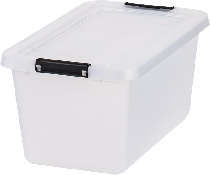 IRIS USA 6-Pack 13 Quart Clip Box with Latching Lid | Latching lid secures office and household supplies. Stackable, nestable design maximizes storage space