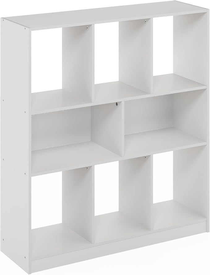 8-Cube Horizontal Cube Storage Organizer Bookshelf, Bookcase, Book Shelf, 10.9 x 35.4 x 39.4, for Bedroom, Home Office, Living Room, White