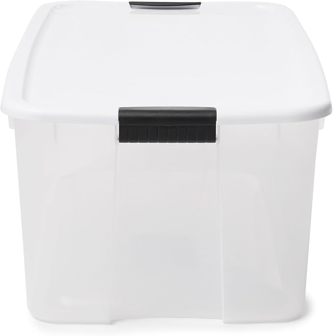 Sterilite 16-Pack Ultra Latching Box, Storage Bins with Lids, Clear Plastic, 116 Quart - Heavy-Duty Organizing Containers for Closet, Bathroom, and Office
