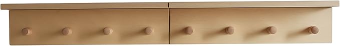 Entrance Coat Rack ，Coat Hooks, Wall-Mounted Wooden Hook Rack, Wall-Mounted Shelves are Very Suitable (Birch Color Finish—A-2)